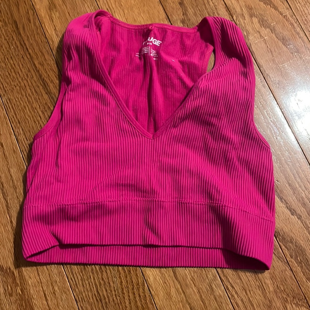 Garage V Neck Ribbed Crop Top
